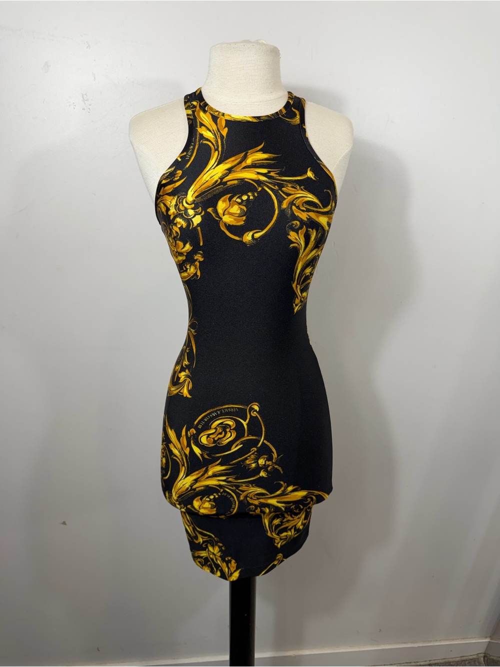 Versace Jeans Couture Baroque Print Bodycon Mini Dress Size 0 XS - Picture 6 of 14